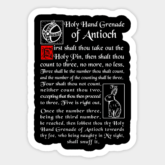 Holy Hand Grenade Of Antioch Sticker by rosecanderson